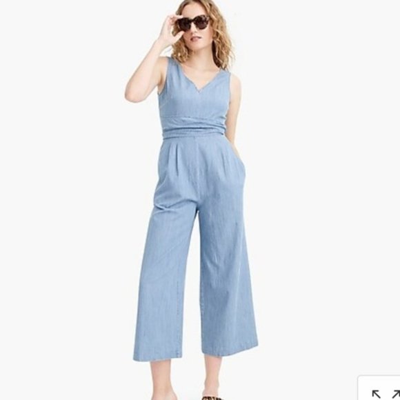 J. Crew Pants - J. Crew Wrap Tie Chambray Jumpsuit Dalton Size 6